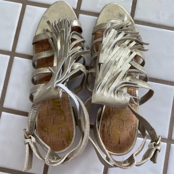 Sam Edelman shoes size 10  gold  3" heels - Picture 2 of 7